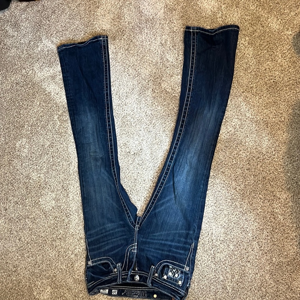 Miss me jeans dark blue with white